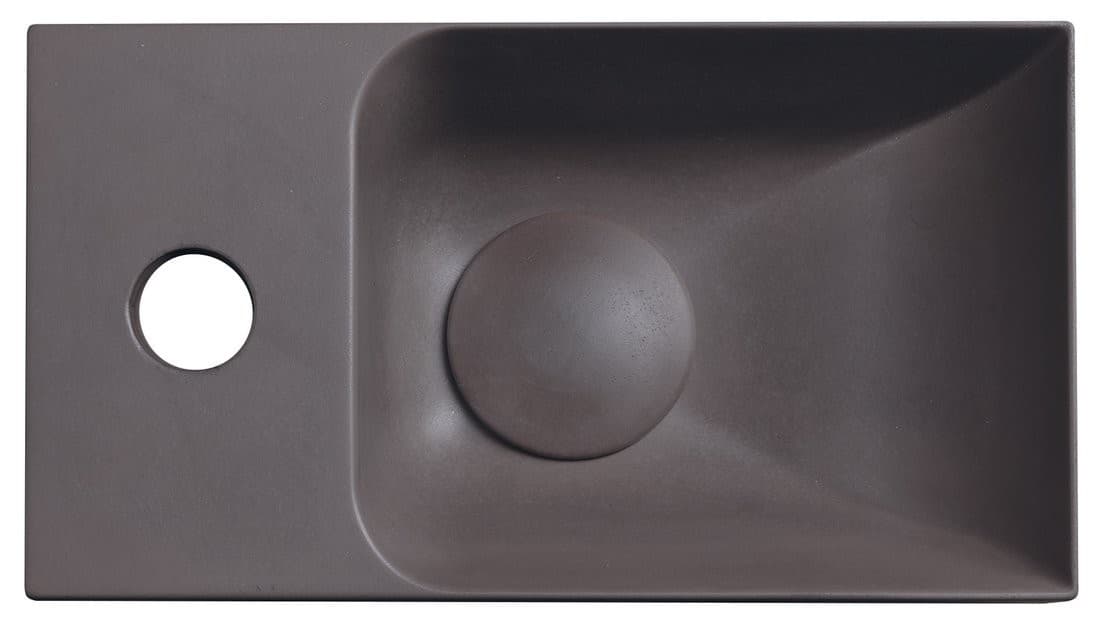 PICCOLINO umywalka betonowa, 30,8x10x17cm, bateria z lewej strony, ciemny brąz