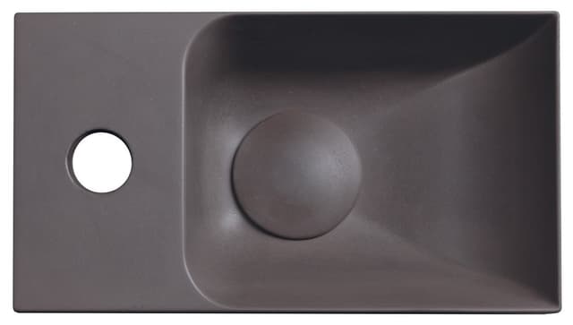 PICCOLINO umywalka betonowa, 30,8x10x17cm, bateria z lewej strony, ciemny brąz