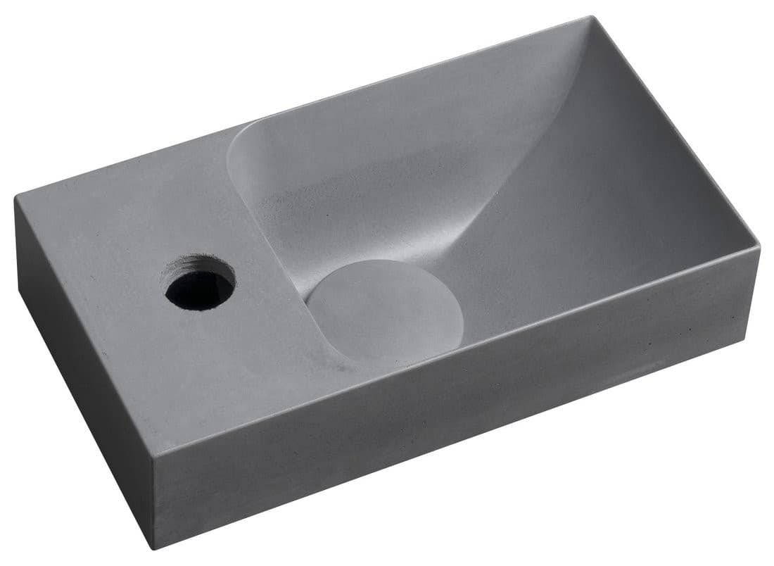 PICCOLINO umywalka betonowa, 30,8x10x17cm, bateria z lewej strony, szara
