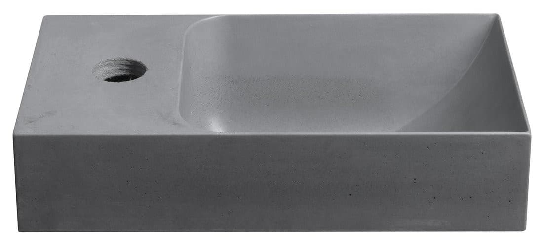 PICCOLINO umywalka betonowa, 30,8x10x17cm, bateria z lewej strony, szara