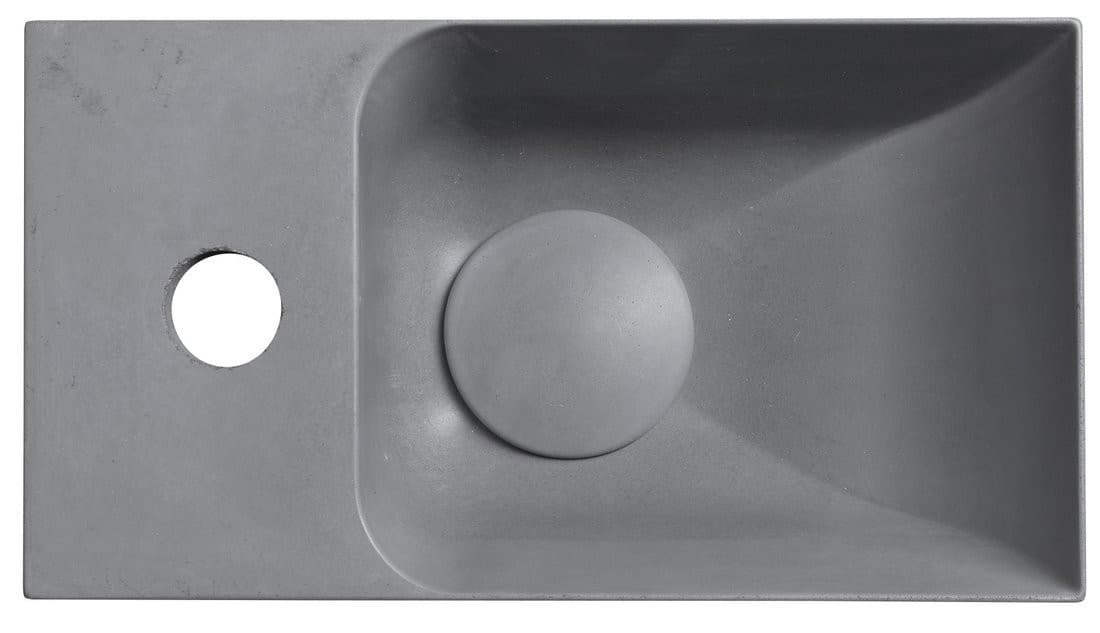 PICCOLINO umywalka betonowa, 30,8x10x17cm, bateria z lewej strony, szara
