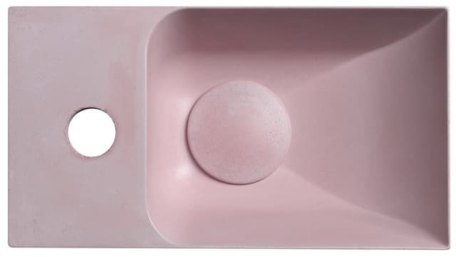 PICCOLINO umywalka betonowa, 30,8x10x17cm, bateria z lewej strony, różowy