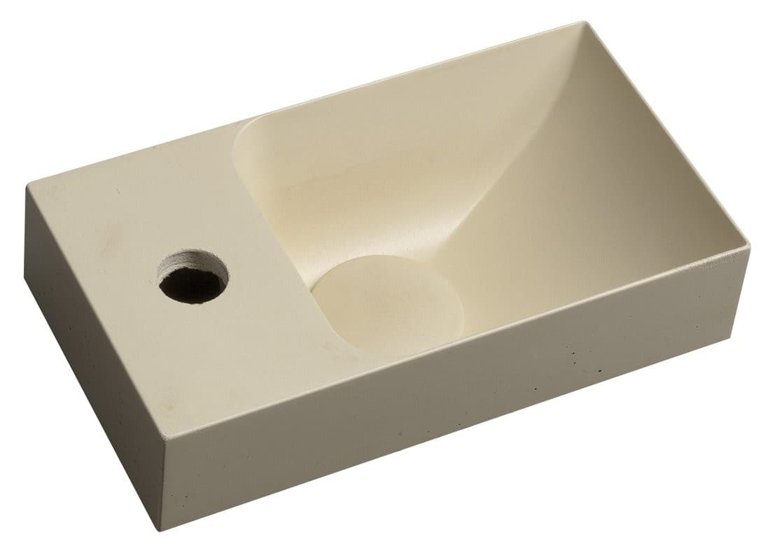 PICCOLINO umywalka betonowa, 30,8x10x17cm, bateria z lewej strony, żółty