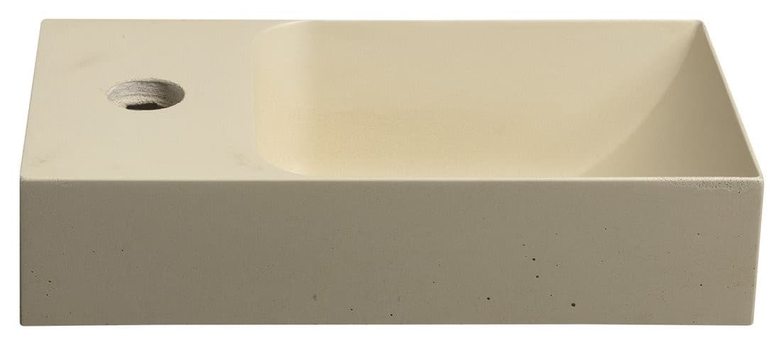 PICCOLINO umywalka betonowa, 30,8x10x17cm, bateria z lewej strony, żółty