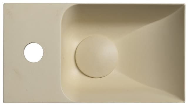 PICCOLINO umywalka betonowa, 30,8x10x17cm, bateria z lewej strony, żółty