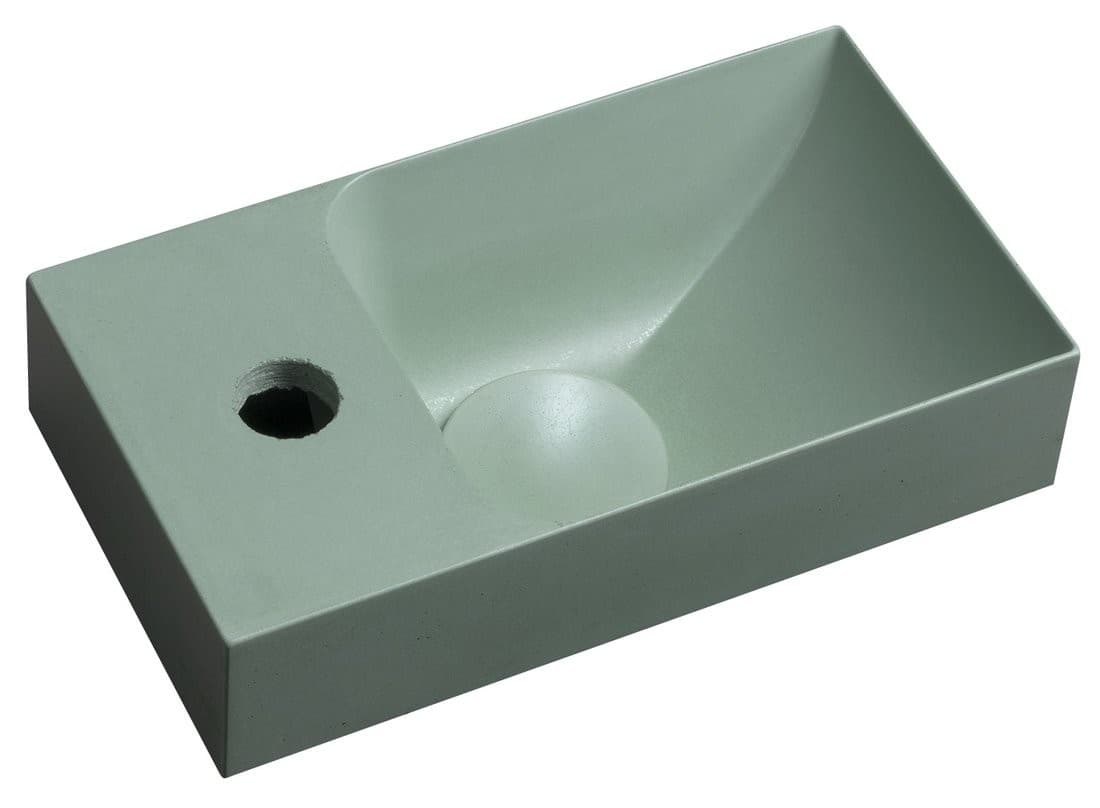 PICCOLINO umywalka betonowa, 30,8x10x17cm, bateria z lewej strony, zielony