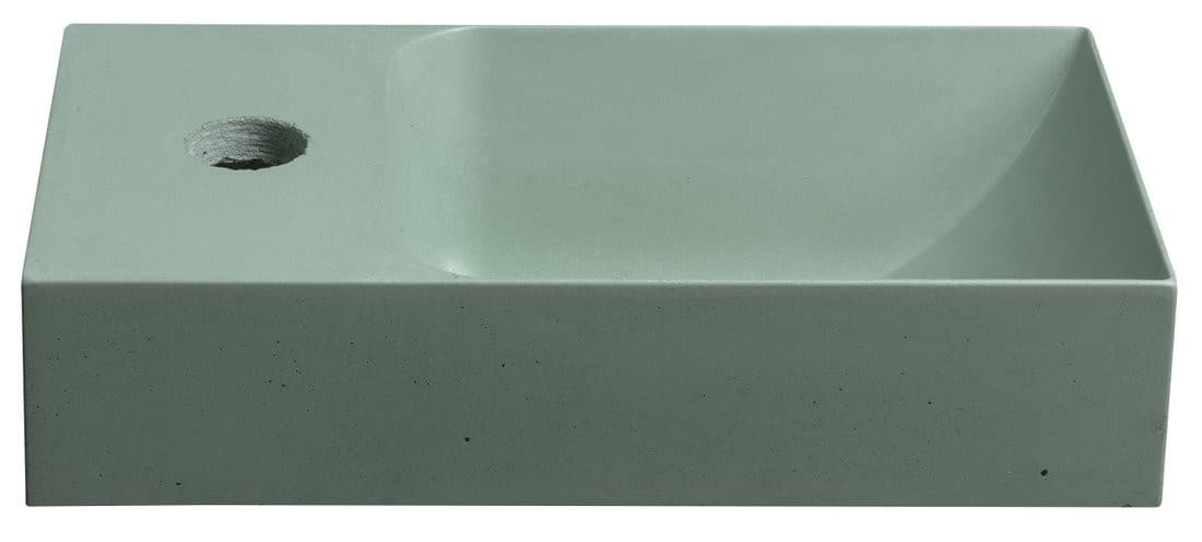PICCOLINO umywalka betonowa, 30,8x10x17cm, bateria z lewej strony, zielony