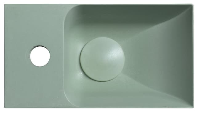 PICCOLINO umywalka betonowa, 30,8x10x17cm, bateria z lewej strony, zielony