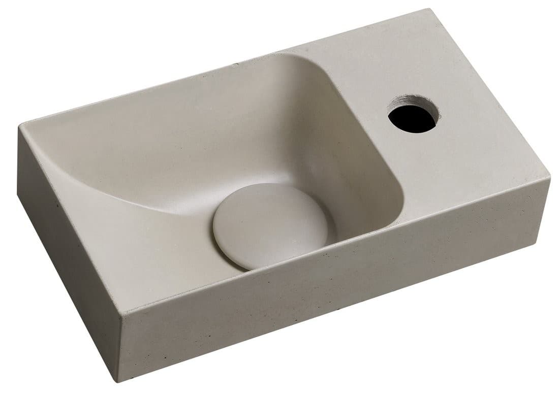 PICCOLINO umywalka betonowa, 30,8x10x17cm, bateria z prawej strony, piaskowy