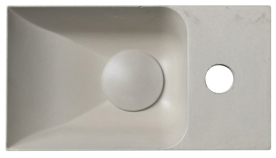 PICCOLINO umywalka betonowa, 30,8x10x17cm, bateria z prawej strony, piaskowy
