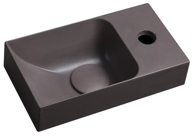 PICCOLINO umywalka betonowa, 30,8x10x17cm, bateria z prawej strony, ciemny brąz