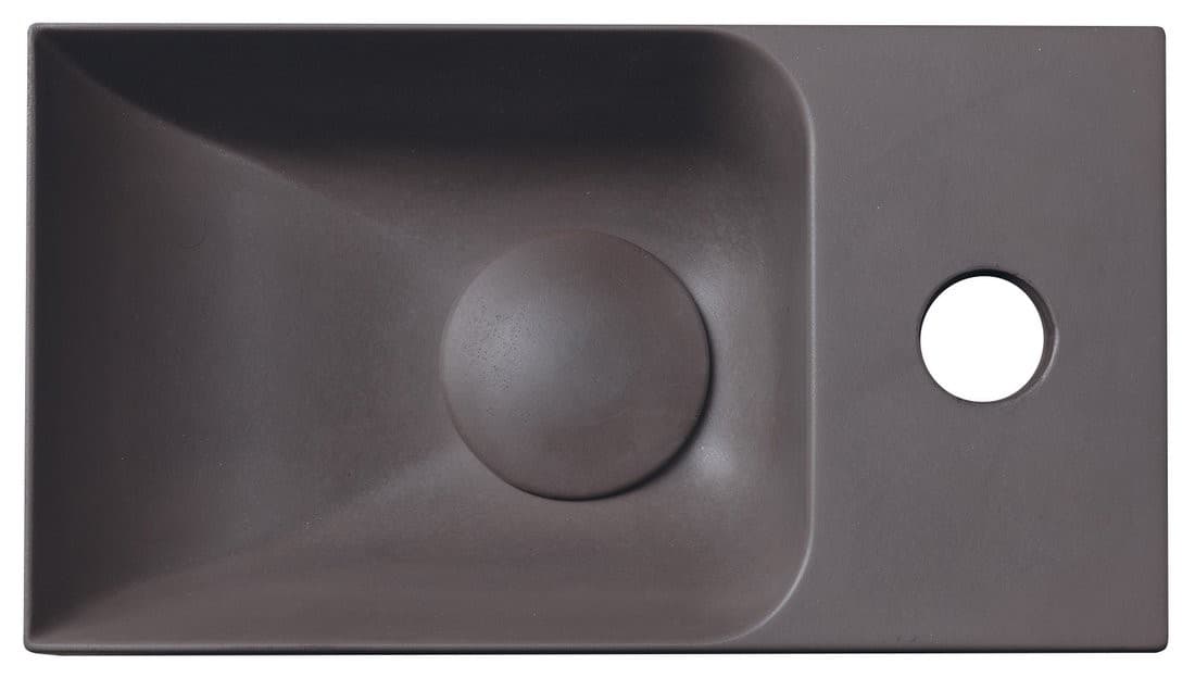 PICCOLINO umywalka betonowa, 30,8x10x17cm, bateria z prawej strony, ciemny brąz