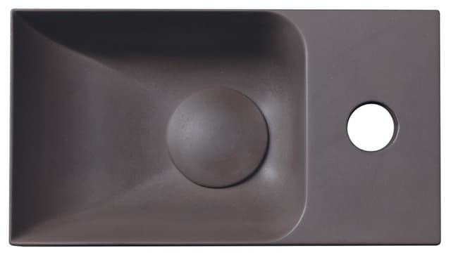 PICCOLINO umywalka betonowa, 30,8x10x17cm, bateria z prawej strony, ciemny brąz