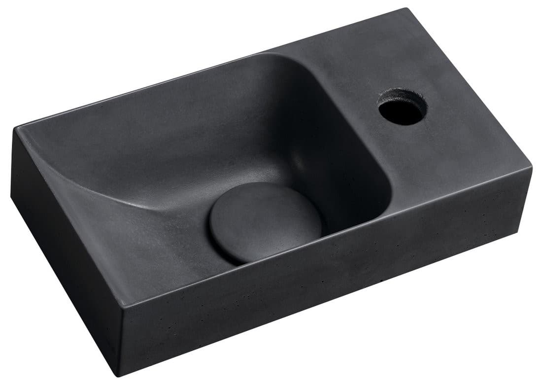 PICCOLINO umywalka betonowa, 30,8x10x17cm, bateria z prawej strony, antracyt
