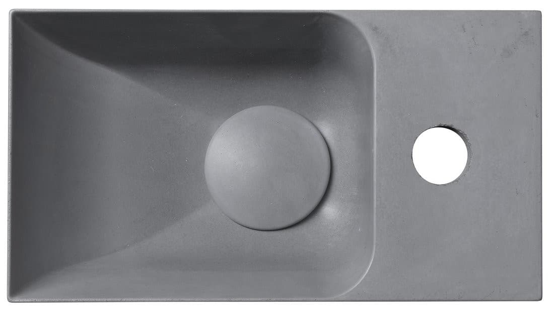 PICCOLINO umywalka betonowa, 30,8x10x17cm, bateria z prawej strony, szary