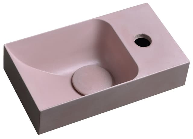 PICCOLINO umywalka betonowa, 30,8x10x17cm, bateria z prawej strony, różowy