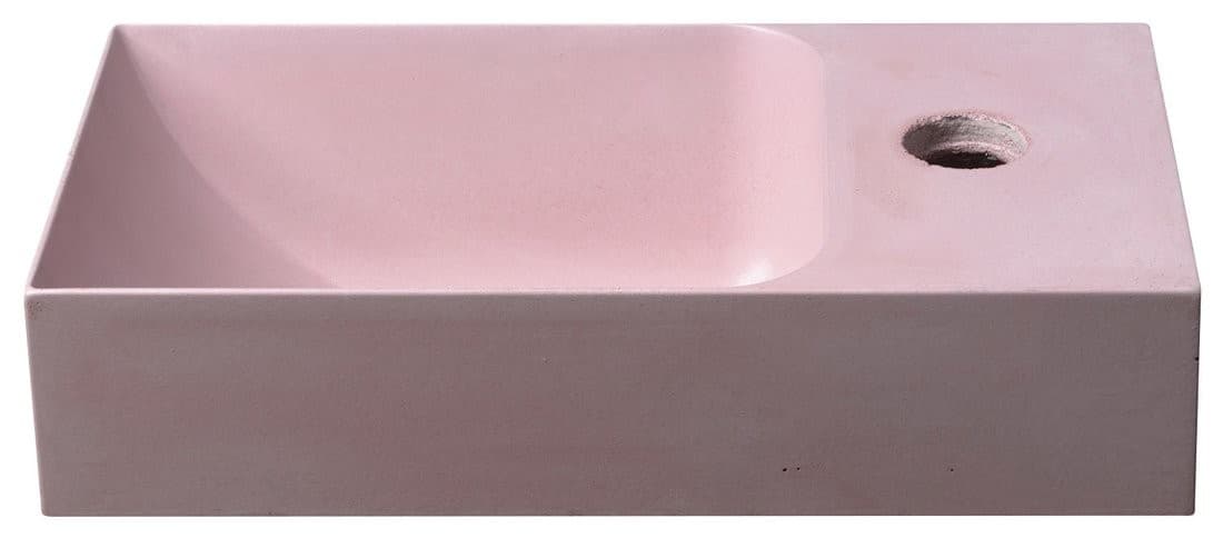 PICCOLINO umywalka betonowa, 30,8x10x17cm, bateria z prawej strony, różowy