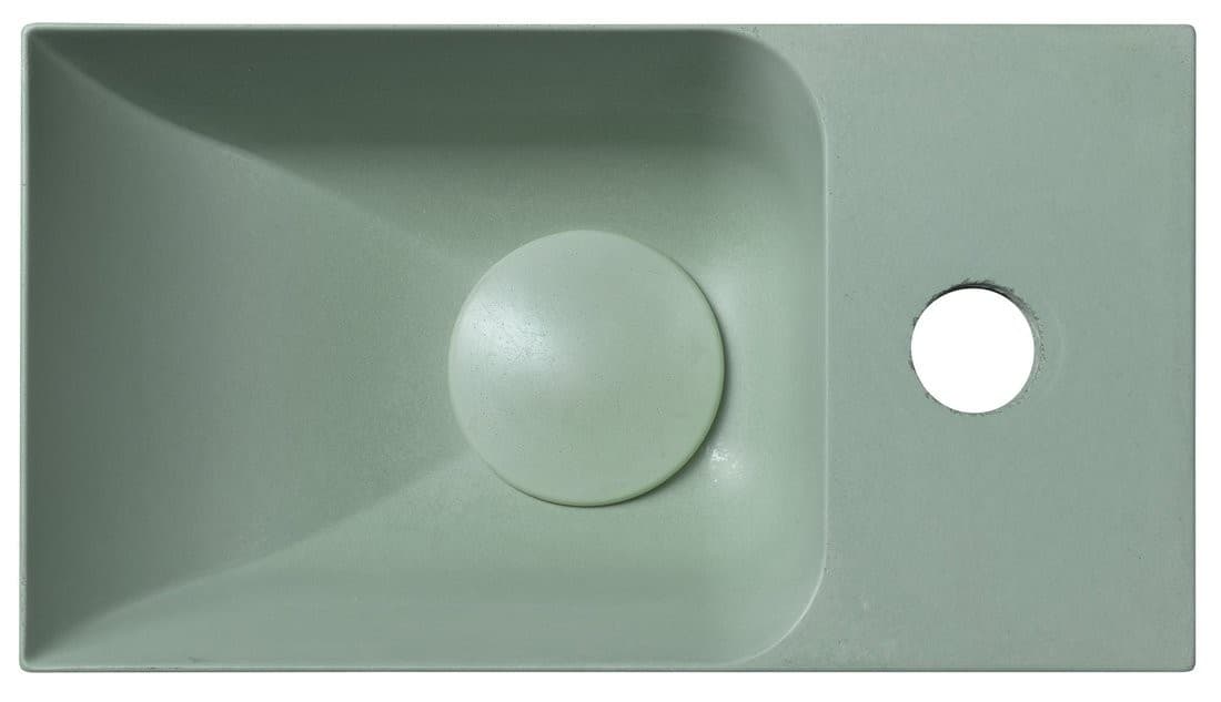 PICCOLINO umywalka betonowa, 30,8x10x17cm, bateria z prawej strony, zielony