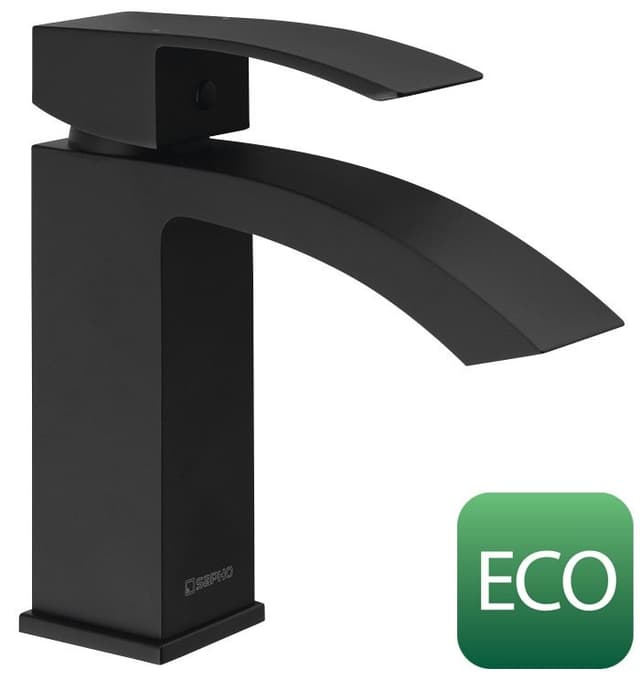 GINKO 35 bateria umywalkowa bez odpływu, ECO głowica, czarny mat