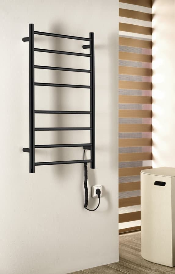 REDONDO elektryczna suszarka na ręczniki, okrągła, 500x900 mm, 75 W, czarny mat