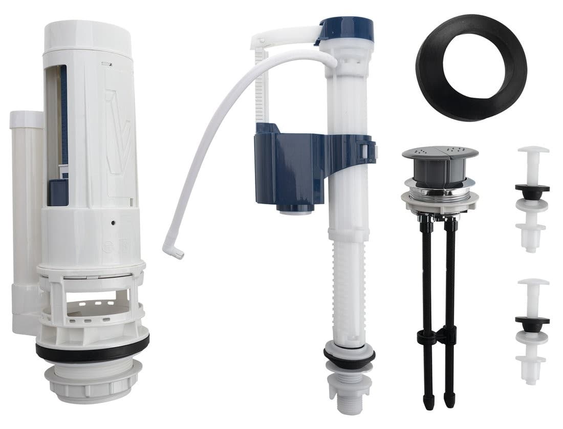 Zestaw spłukujący z przyciskiem DUAL 59mm, dolne napełnianie, chrom