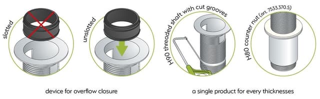 Korek umywalkowy 5/4“, klik/klak, duży grzybek, wys. max 80mm, czarny mat