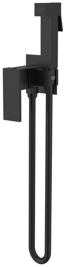 CUBEMIX bateria bidetowa podtynkowa ze słuchawką bidetową i wężem, kwadratowa, czarny mat