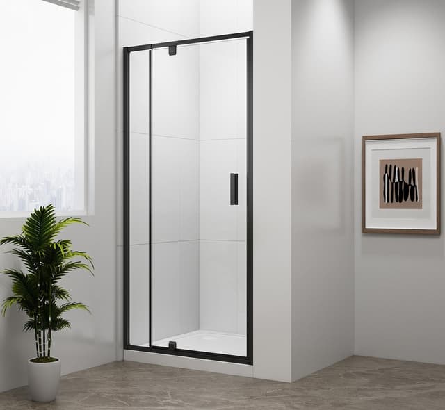 EASY BLACK drzwi prysznicowe obrotowe 880-1020mm, szkło czyste