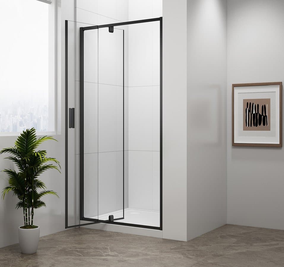 EASY BLACK drzwi prysznicowe obrotowe 880-1020mm, szkło czyste
