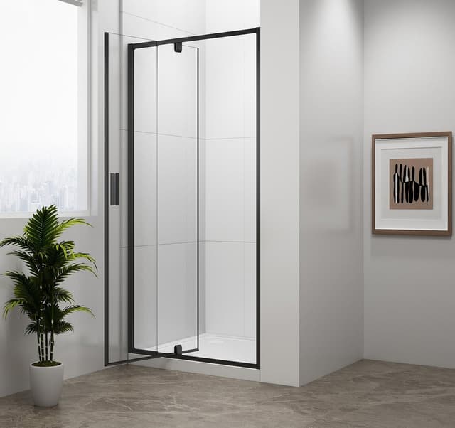 EASY BLACK drzwi prysznicowe obrotowe 880-1020mm, szkło czyste