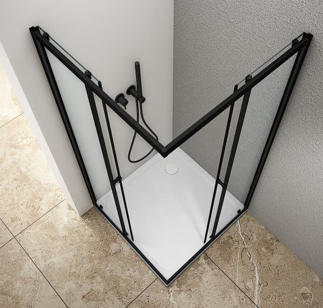 AGGA BLACK kwadratowa kabina prysznicowa 800x800mm, szkło czyste
