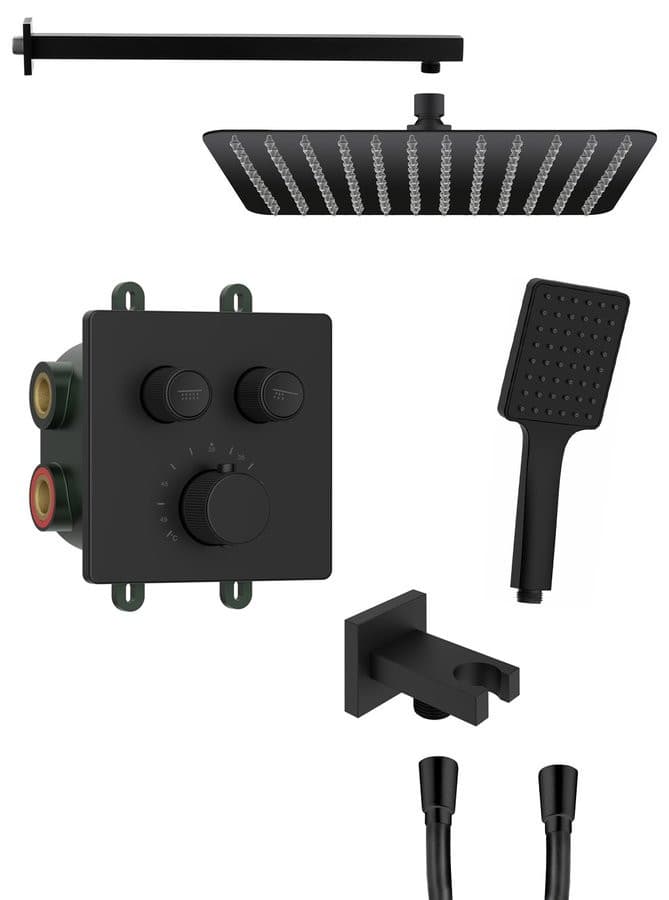 SMART SELECT zestaw prysznicowy podtynkowy termostatyczny, 2 wyjścia, wyjście, czarny mat