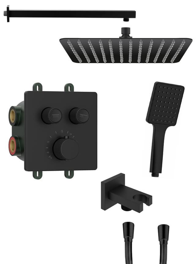 SMART SELECT zestaw prysznicowy podtynkowy termostatyczny, 2 wyjścia, wyjście, czarny mat
