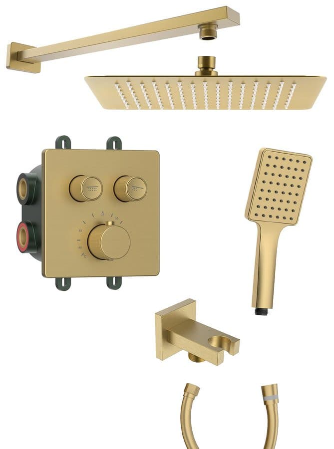 SMART SELECT zestaw prysznicowy podtynkowy termostatyczny, 2 wyjścia, wyjście, złoto mat