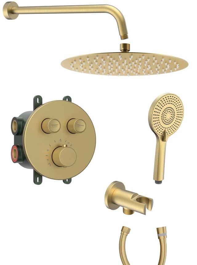 SMART SELECT zestaw prysznicowy podtynkowy termostatyczny, 2 wyjścia, wyjście, złoto mat