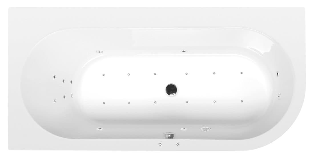 ASTRA L wanna z hydromasażem, 165x80x48cm, Attraction Hydro-Air, chrom