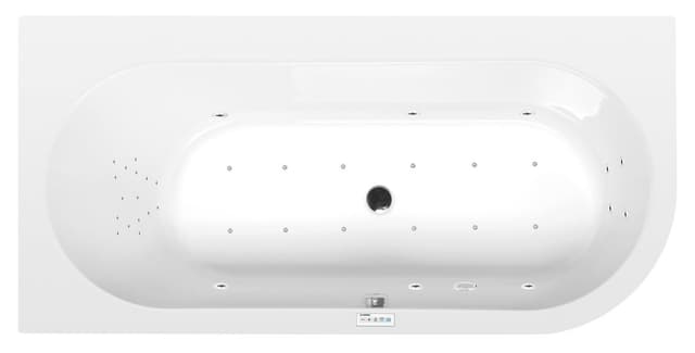 ASTRA L wanna z hydromasażem, 165x80x48cm, Highline Hydro-Air, chrom