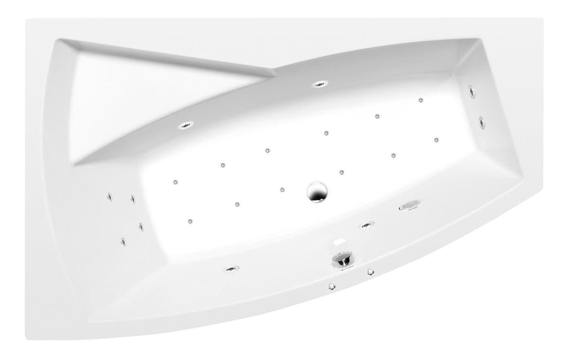EVIA L wanna z hydromasażem, 160x100x47cm, Active Hydro-Air, chrom
