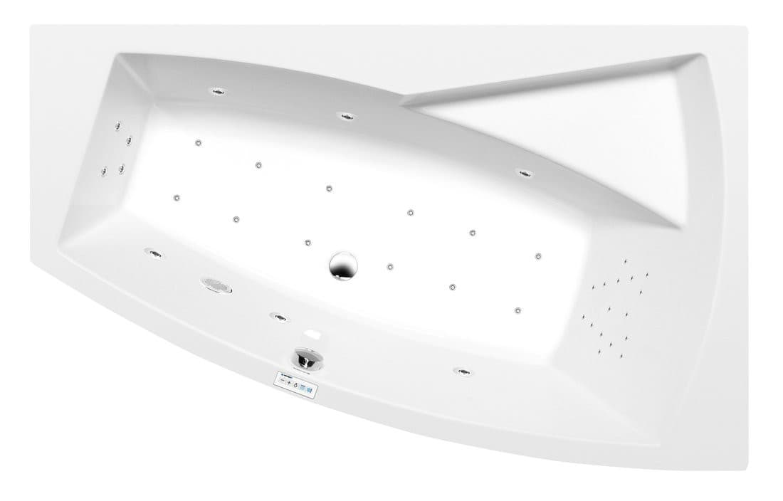 EVIA R wanna z hydromasażem, 160x100x47cm, Highline Hydro-Air, chrom