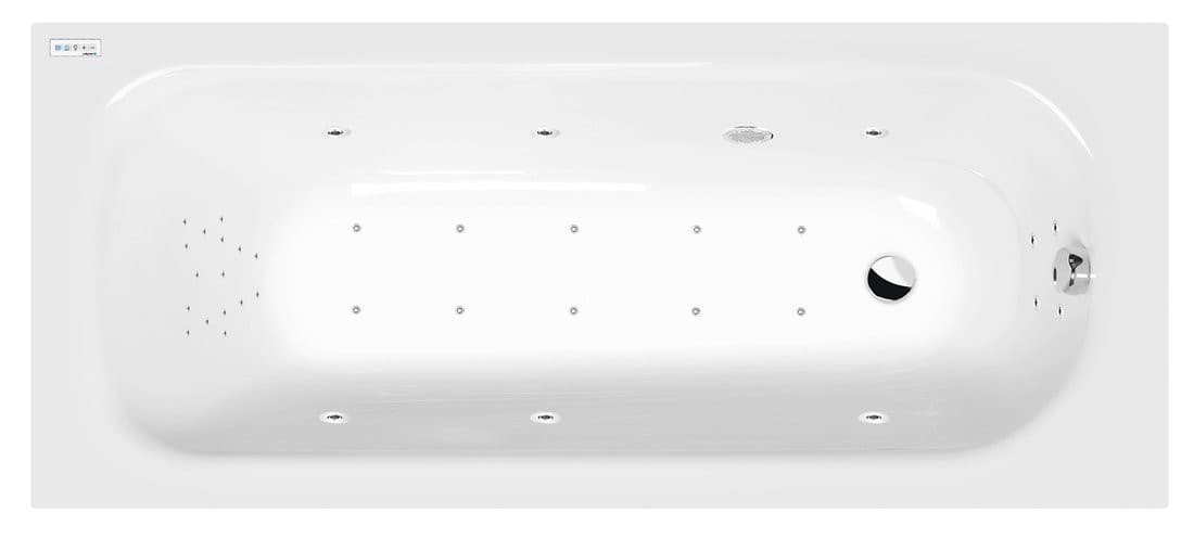 LAURA wanna z hydromasażem, 160x70x39cm, Highline Hydro-Air, chrom