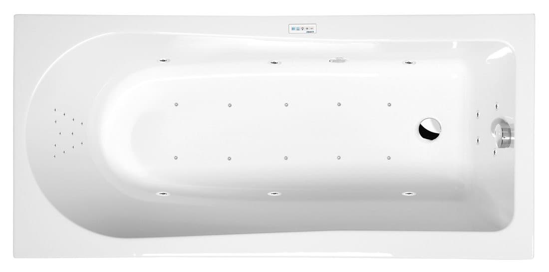 LISA wanna z hydromasażem, 160x70x47cm, Highline Hydro-Air, chrom