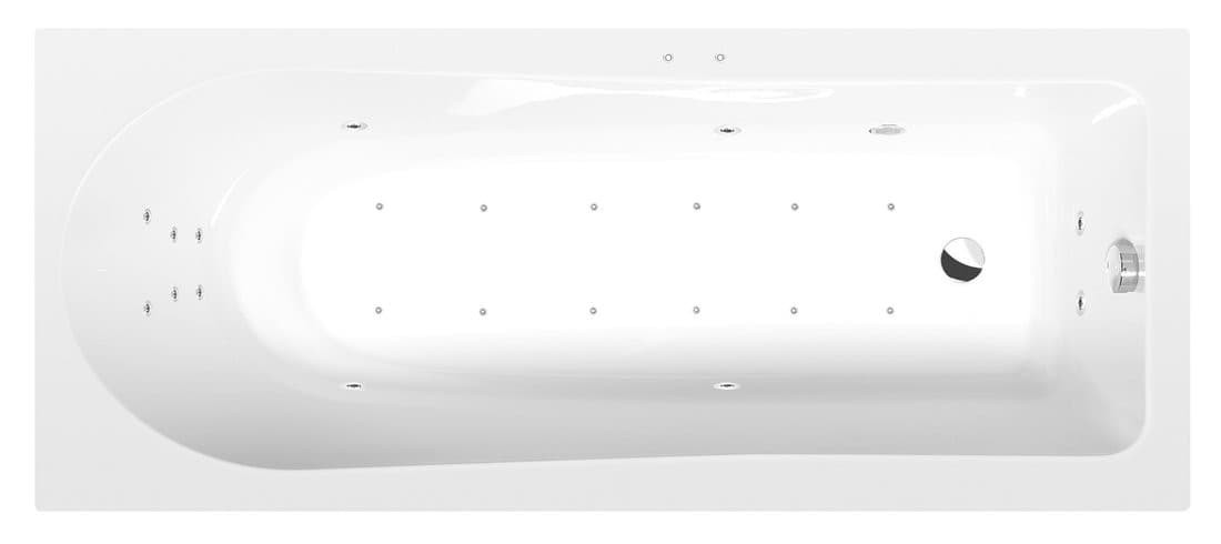 LISA wanna z hydromasażem, 170x70x47cm, Attraction Hydro-Air, chrom