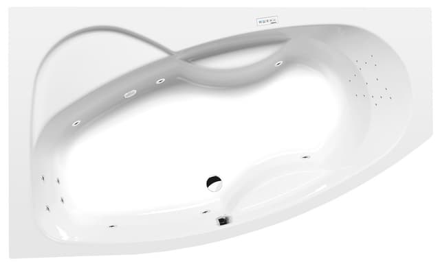 MAMBA L wanna z hydromasażem, 160x95x44cm, Highline Hydro-Air, chrom