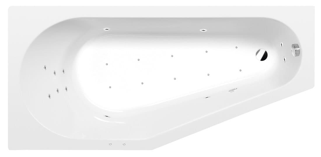 PROJEKTA L wanna z hydromasażem, 160x80x44cm, Attraction Hydro-Air, chrom