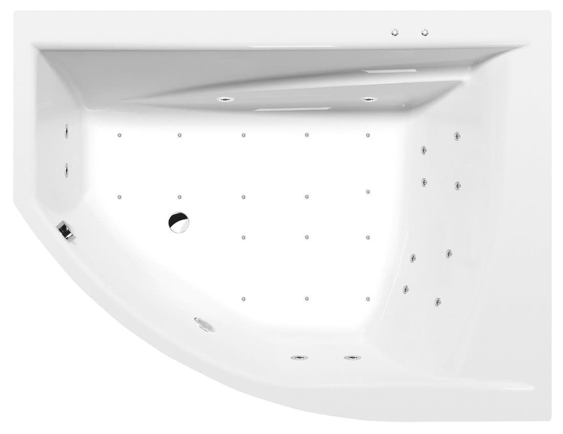 TANDEM R wanna z hydromasażem, 170x130x50cm, Active Hydro-Air, chrom