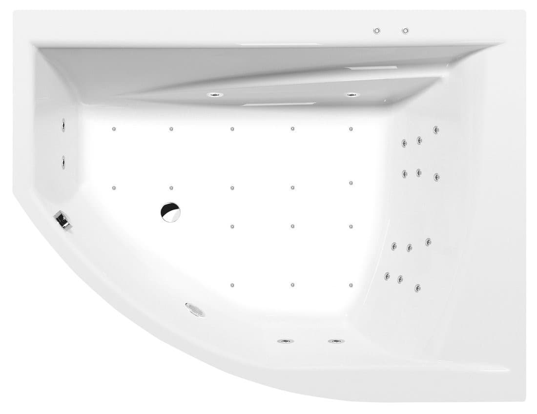 TANDEM R wanna z hydromasażem, 170x130x50cm, Attraction Hydro-Air, chrom