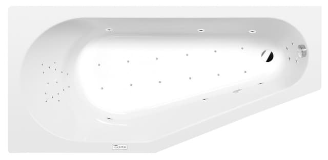 TIGRA L wanna z hydromasażem, 170x80x46cm, Highline Hydro-Air, chrom