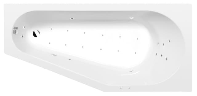 TIGRA R wanna z hydromasażem, 170x80x46cm, Attraction Hydro-Air, chrom