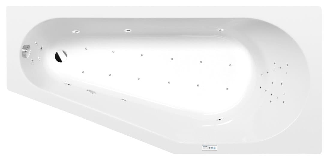 TIGRA R wanna z hydromasażem, 170x80x46cm, Highline Hydro-Air, chrom