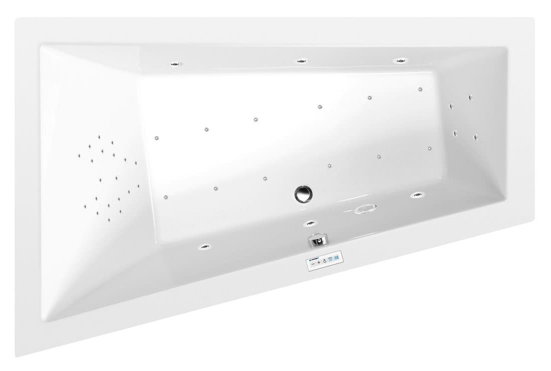 TRIANGL L wanna z hydromasażem, 180x120x50cm, Highline Hydro-Air, chrom